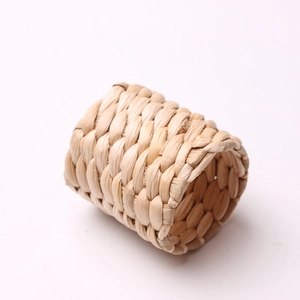 Natural woven water hyacinth napkin rings for rustic country style dining table decor