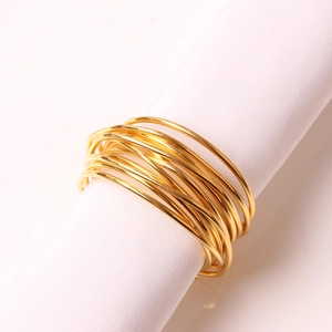 Creative gold wire-wrapped napkin ring with multi-layer metal loops for table decor