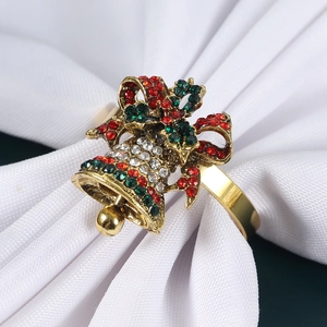 Anneaux De Serviette De Noël Alliage Strass Cloche Bonhomme De Neige Chapeau Père Noël Décor De Table Festif Boucle Métal