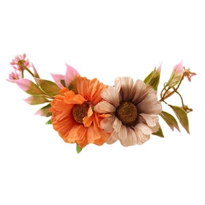 Sunflower napkin ring with orange and beige silk flowers for elegant dining table setting