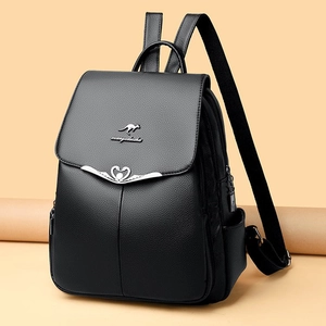 Fashion Backpack Women Litchi Grain PU Leather Large Capacity Schoolbag Simple Korean Style Travel Daypack For Girls