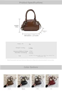 Detailed size chart and specifications for the retro PU leather crossbody square bag