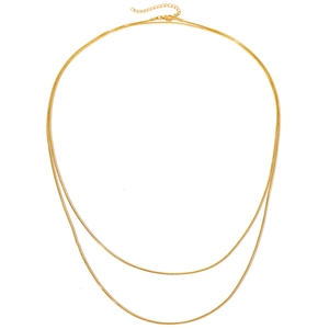 Minimalist double layer 18K gold plated snake chain necklace with adjustable lobster clasp