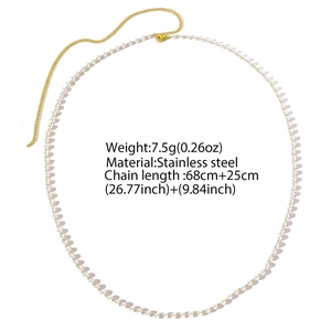 Minimalist pearl pendant gold snake chain body jewelry with stainless steel extension