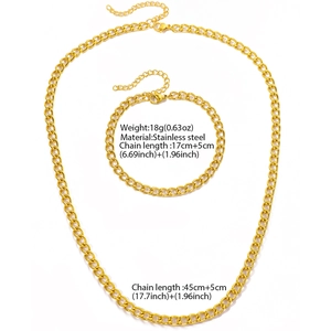 Set di gioielli in acciaio inossidabile dorato con collana e bracciale a maglia classica