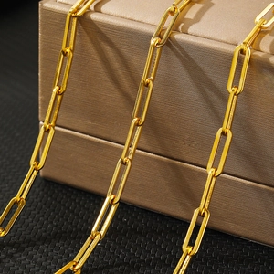 Luxury gold paperclip chain necklace made of stainless steel with a high-polished finish