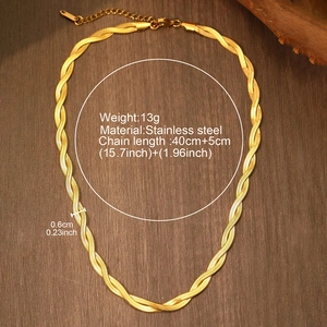 Collier double couche en maille serpent dorée en acier inoxydable avec extension