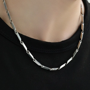 Minimalist Stainless Steel Necklace For Men And Women Geometric Bar Link Chain Jewelry High Polish Fashion Trendy