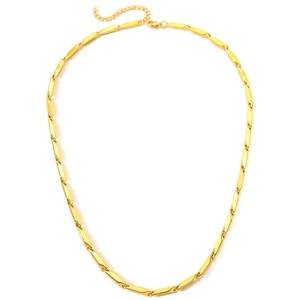 Polished gold stainless steel bamboo chain necklace with lobster clasp for men and women
