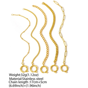 Minimalist 18K gold plated stainless steel chain bracelet set with various link styles