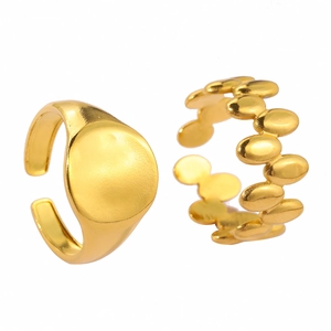 Irregular 18k gold plated stainless steel geometric rings with adjustable open band