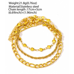 Dreiteiliges goldenes Edelstahl-Panzerarmband-Set für Herren im minimalistischen Stil
