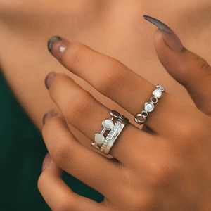 Bagues Ouvertes En Acier Inoxydable Plaqué Or 18K Rétro Français Pour Femmes Hip Hop Géométrique Rond Creux Bijoux