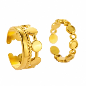 Bagues vintage françaises en acier inoxydable plaqué or 18 carats au style minimaliste ajustable