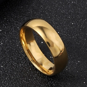 Minimalist gold-plated stainless steel band ring with polished mirror finish for men and women