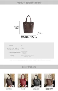 Spécifications de taille et options de couleurs pour le mini sac seau en cuir PU souple