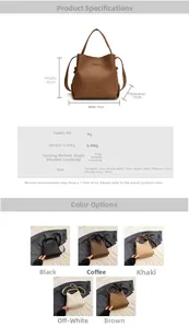 Detailed size chart for lychee pattern bucket bag with strap dimensions and material info
