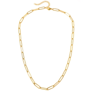 Collier chic en acier inoxydable doré à maillons trombones pour femme avec fermoir réglable