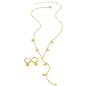 Set di gioielli minimalisti in acciaio inossidabile dorato con collana e orecchini a cerchio