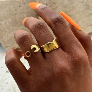 Wrench Ring And Irregular Wide Band Stainless Steel Open Adjustable Industrial Minimalist Punk Finger Jewelry Women Men
