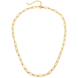 Minimalist gold paperclip chain necklace with lobster clasp and adjustable extension