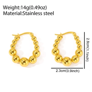 Spécifications de taille et poids pour les boucles d'oreilles perlées en acier doré