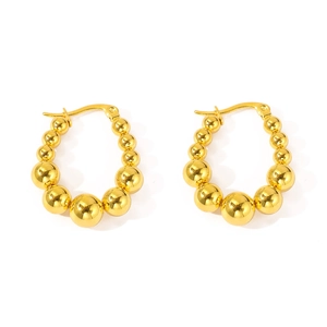 Boucles d'oreilles créoles en acier doré 18 carats au design de billes