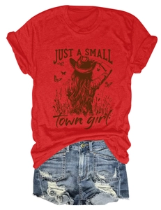 Detail of red T-shirt with vintage girl print and ripped denim shorts summer outfit