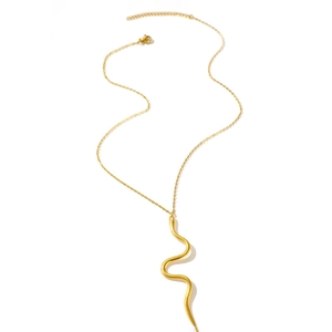 Collier minimaliste en acier inoxydable doré avec pendentif serpent au design élégant