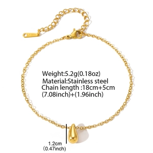Detailed view of gold stainless steel teardrop pendant with lobster clasp and adjustable chain