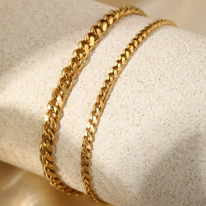 Ensemble de bracelets de cheville double chaîne gourmette dorée à maillons polis