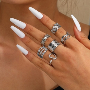 Bagues Ouvertes En Acier Inoxydable Réglables Minimaliste Cœur Feuille Ondulée Géométrique Bijoux De Mode Pour Femmes