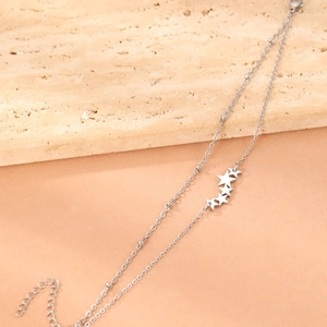 Zweilagiges Edelstahl-Sternanhänger-Armband für Damen mit verstellbarer Verlängerung