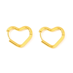 Boucles d'oreilles créoles minimalistes en métal doré en forme de cœur pour femmes
