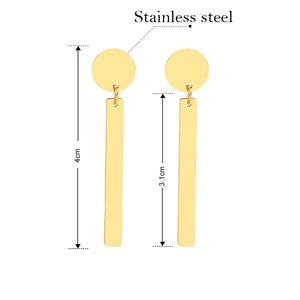 Minimalist stainless steel long tassel earrings with geometric metal bar pendants