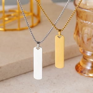 Minimalist stainless steel bar necklaces with heart cutout in gold and silver finish