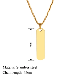 Minimalist gold stainless steel bar necklace with 45cm box chain for men and women