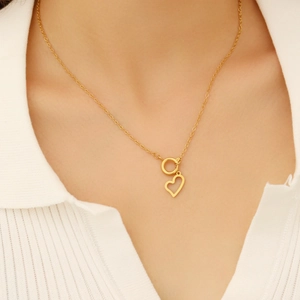 Collana Con Ciondolo A Cuore Cavo Acciaio Inossidabile Minimalista Gioielli Di Moda Regalo Per Donna Elegante Oro Argento