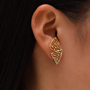 Edelstahl Schmetterlingsflügel Ohrstecker Ausgehöhlt Geometrische Filigrane Mode Für Frauen