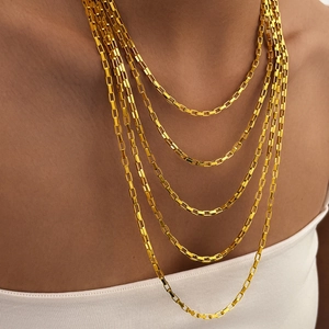 Minimalist Box Chain Necklace Stainless Steel Vacuum Plated Geometric Link Choker Fashion Commute For Women