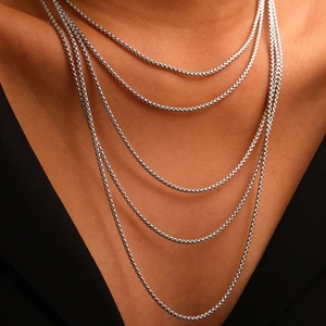 Edelstahl Box Kette Halskette 18K Vergoldet Hip Hop Minimalistischer Stapelschmuck Für Herren Damen