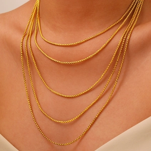 Dicke 18K vergoldete Edelstahl-Box-Kette-Halskette-Lagen für einen Hip-Hop-Look