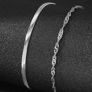 Set di gioielli classici con catena a serpente e catena a onde in acciaio inossidabile