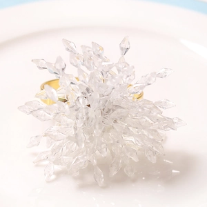 Elegant gold napkin ring with radiant clear crystal cluster for dining table decor