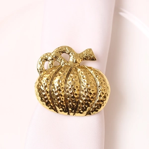 Servilleteros de Calabaza y Hoja de Arce de Aleación de Metal Soportes de Servilletas Dorado Bronce Hebillas de Servilletas Para Acción de Gracias Halloween Mesa Otoño