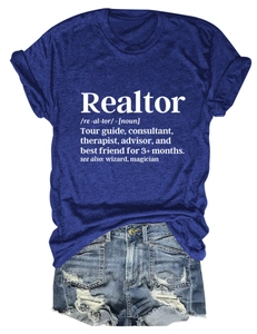 Dettagli della t-shirt blu scuro Realtor e degli shorts in denim consumato set estivo