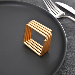 Modern Minimalist Square Metal Napkin Ring Gold Electroplated Iron Wire Table Decoration For Wedding Banquet Dining Table Accessories