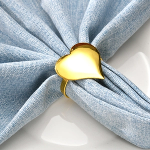 Elegant Heart Napkin Rings Metal Heart Shaped Napkin Buckles For Valentine's Day Wedding Dinner Party Table Decor