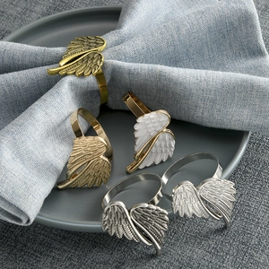 Angel Wings Napkin Rings Zinc Alloy Feather Shape For Christmas Wedding Dinner Party Table Decoration