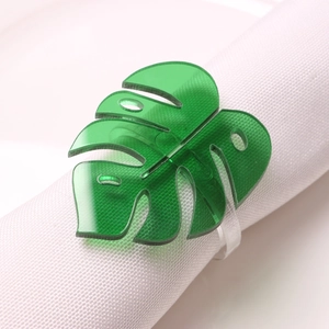 Monstera Leaf Napkin Rings Acrylic Transparent Green Tropical Leaf Napkin Holders For Hotel Wedding Dinner Party Table Decoration